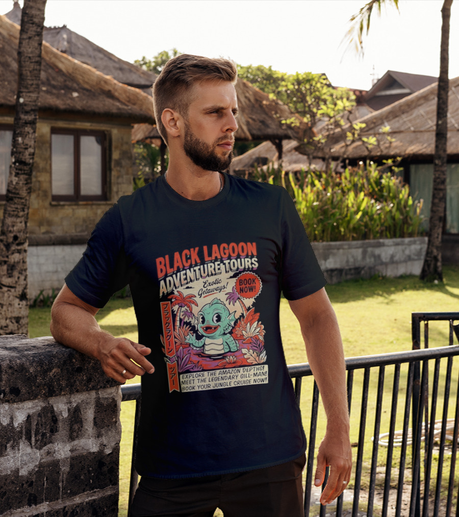 Black Lagoon Adventure Tours Exotic Getaways Book Now Explore The Amazon Depths T-Shirt