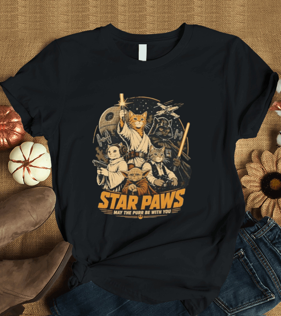 Star Paws May The Purr Be With You Cat Jedi Warriors Star Wars T-Shirt