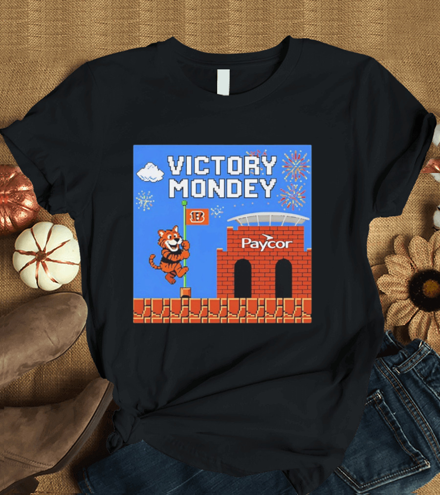 Cincinnati Bengals Victory Mondey Pixel Art Tiger Paycor Stadium Celebration T-Shirt