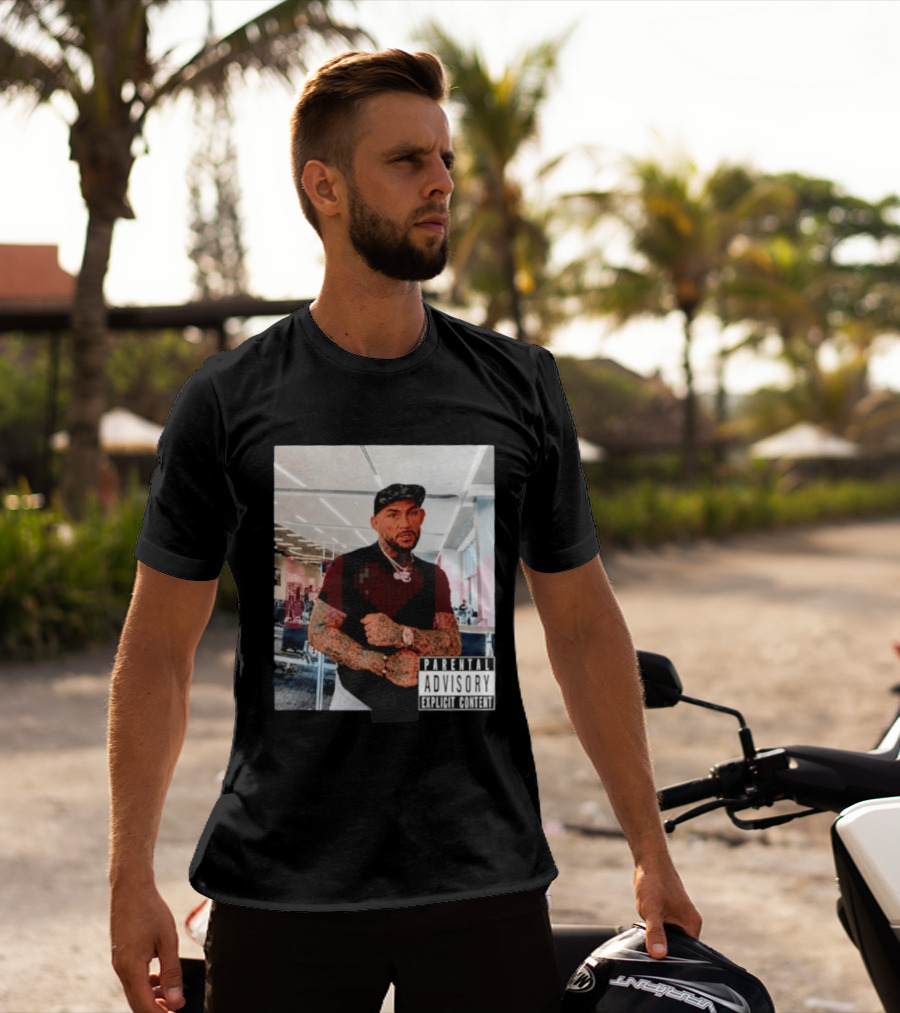 Dustin Poirier Parental Advisory Explicit Content Indoors Tattooed Man With Chain And T-Shirt
