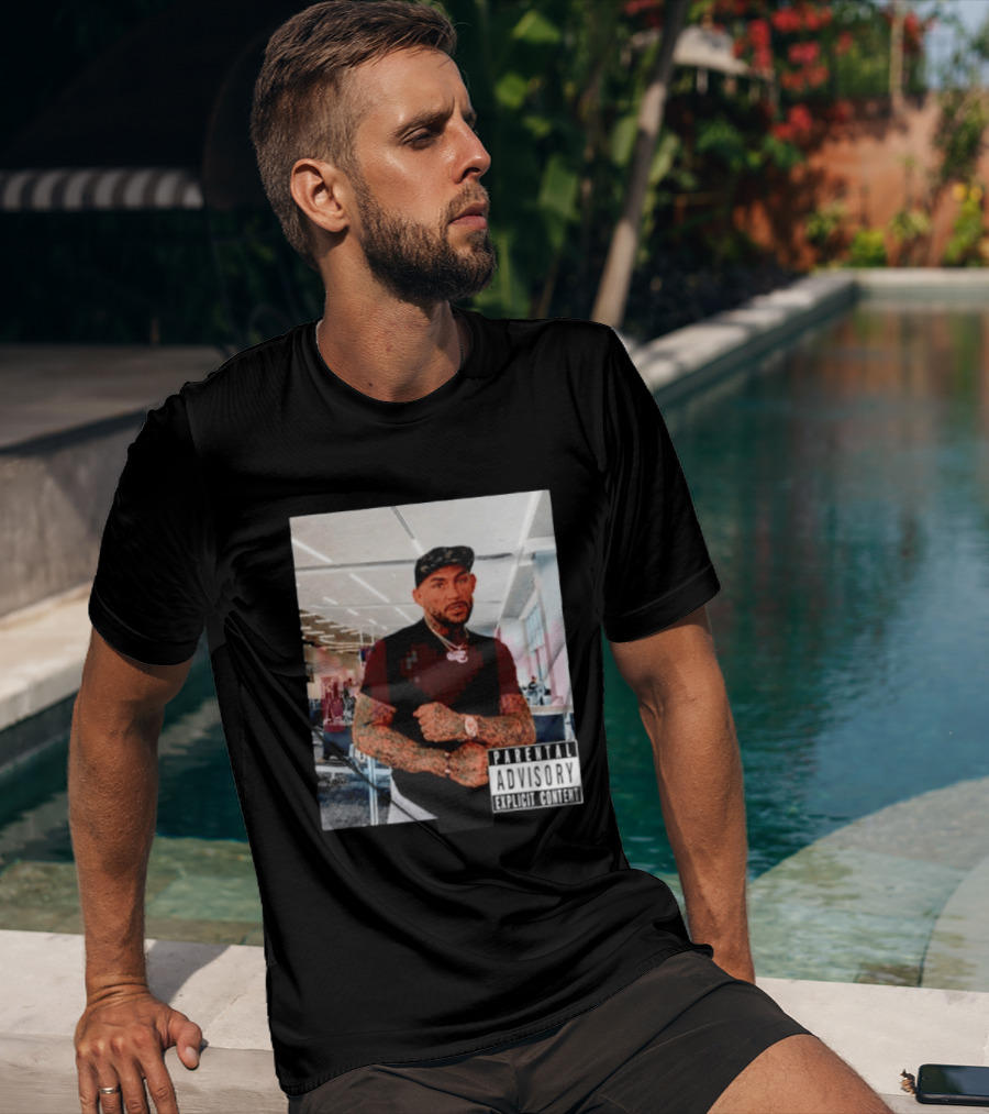Dustin Poirier Parental Advisory Explicit Content Indoors Tattooed Man With Chain And T-Shirt