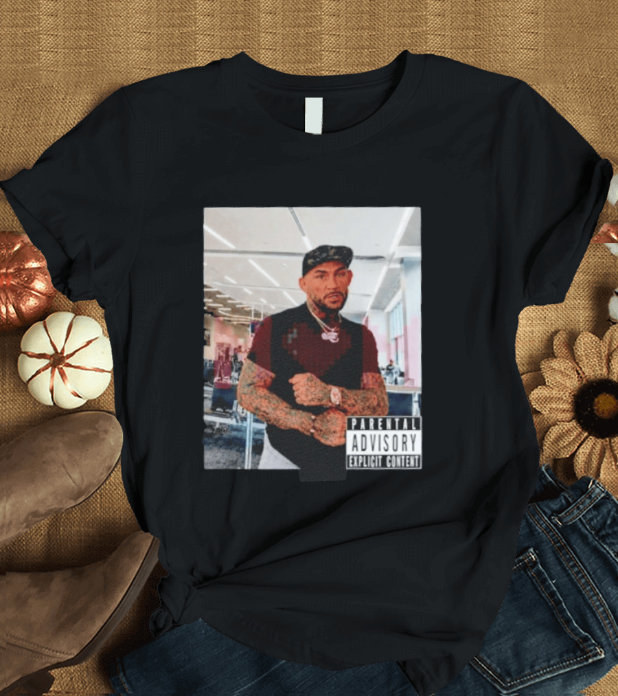 Dustin Poirier Parental Advisory Explicit Content Indoors Tattooed Man With Chain And T-Shirt