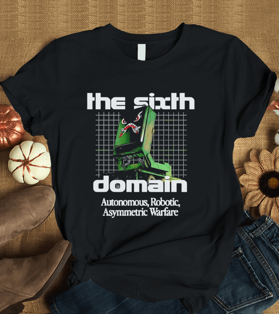 The Sixth Domain Autonomous Robotic Asymmetric Warfare Retro Robot T-Shirt
