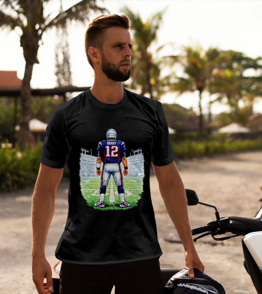 Brady 12 New England Patriots Football Stadium Back View T-Shirt