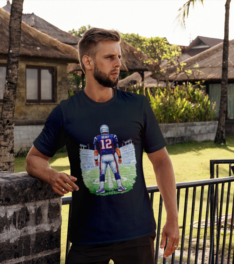 Brady 12 New England Patriots Football Stadium Back View T-Shirt