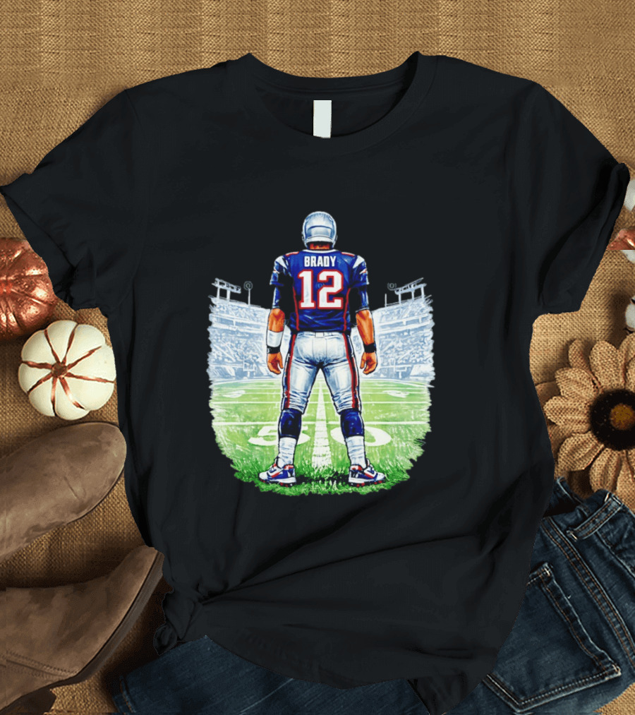 Brady 12 New England Patriots Football Stadium Back View T-Shirt