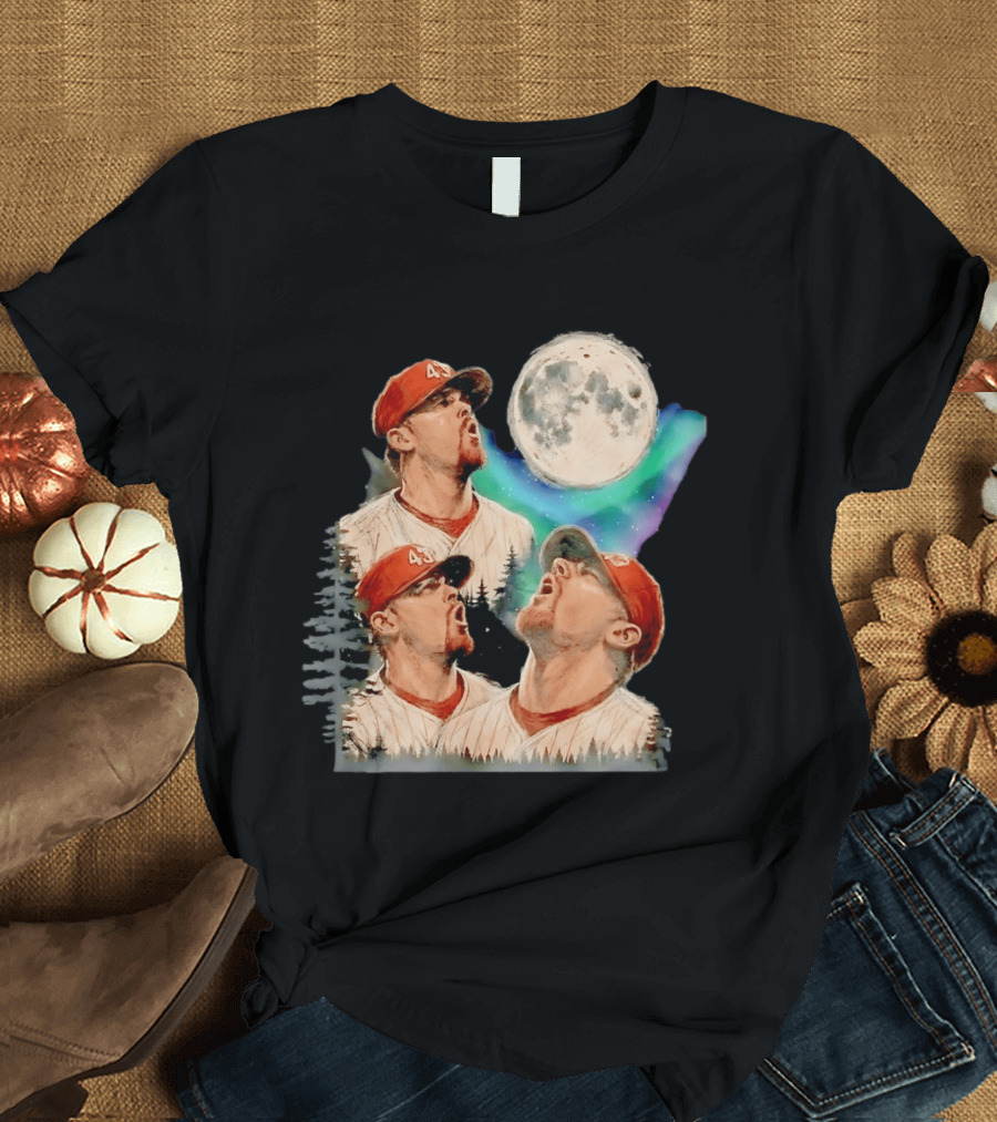 Baseball Player 43 Moon Howling Forest T-Shirt