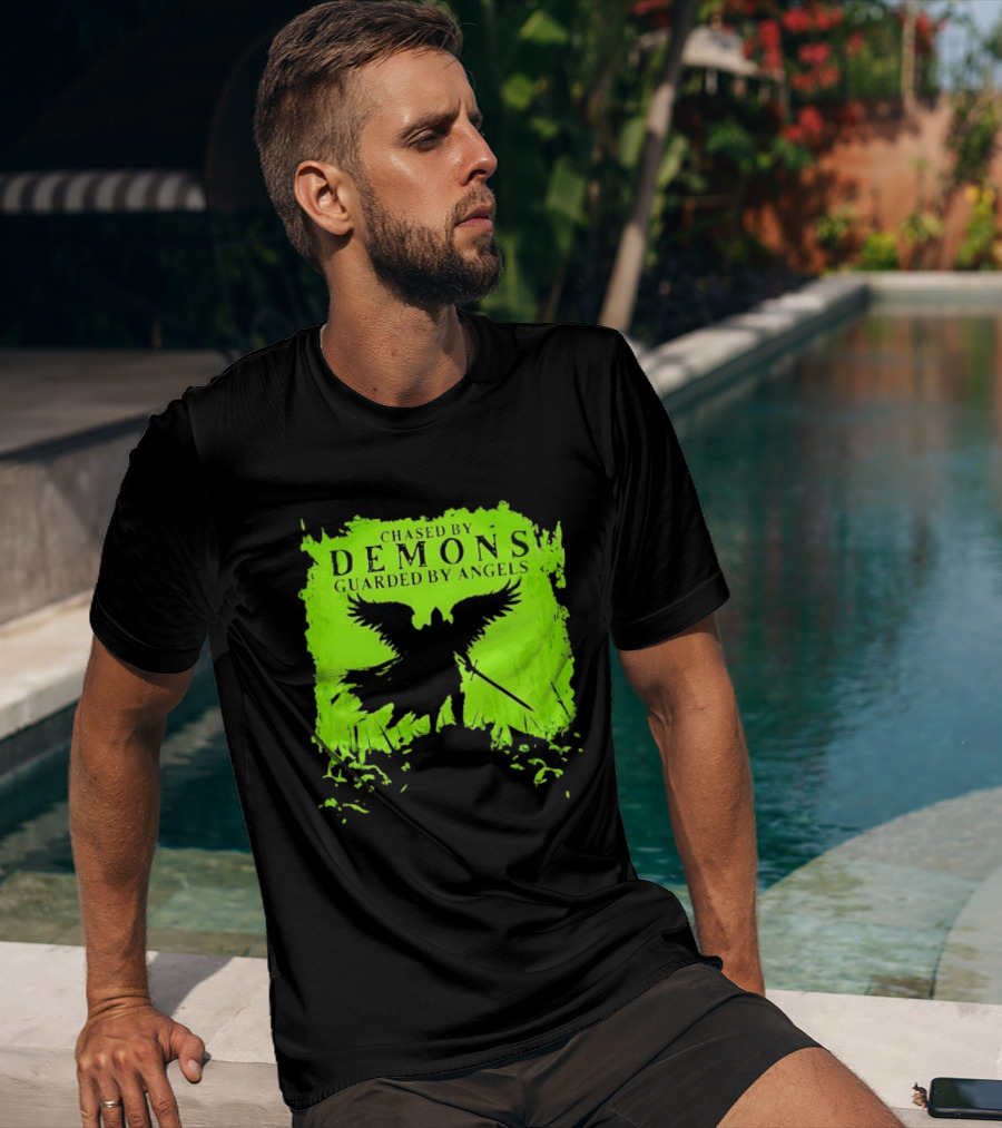 Chased By Demons Guarded By Angels Warrior Wings Sword T-Shirt