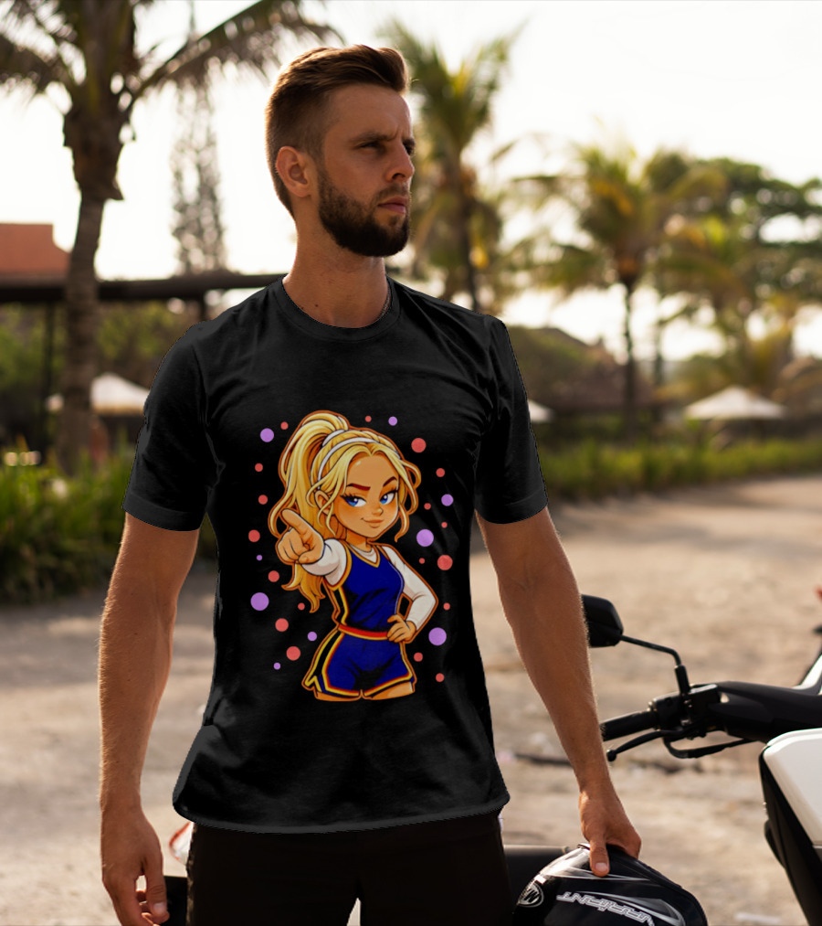 Chibi Sophie Cunningham Pointing In Basketball Uniform With Ponytail T-Shirt