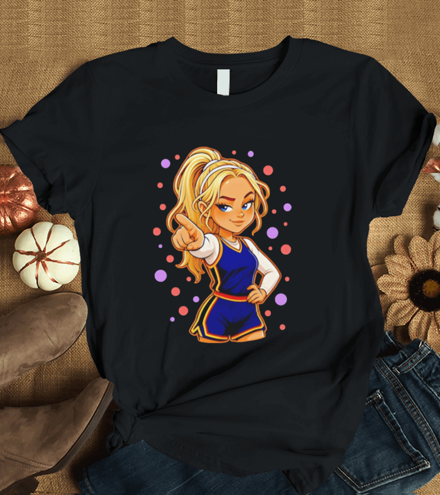 Chibi Sophie Cunningham Pointing In Basketball Uniform With Ponytail T-Shirt