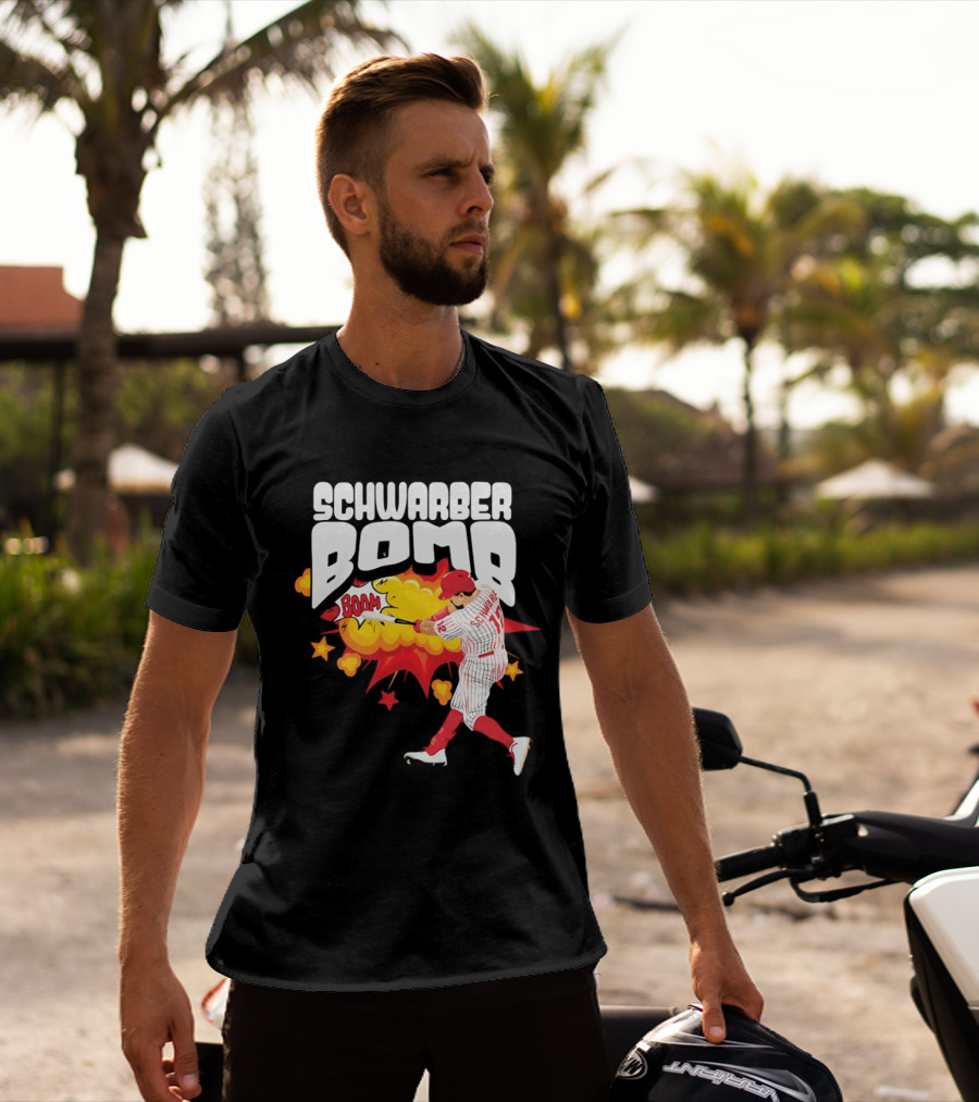 Schwarber Bomb Boom Baseball Philadelphia Phillies Player Action T-Shirt