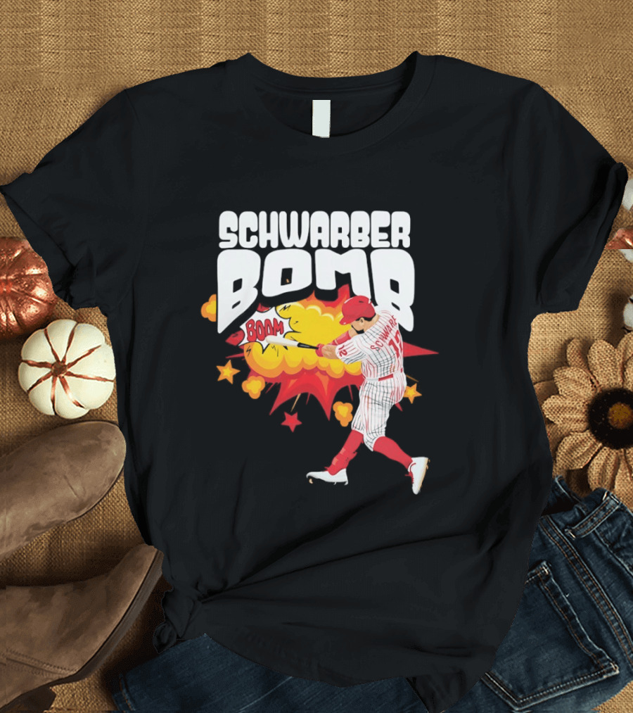 Schwarber Bomb Boom Baseball Philadelphia Phillies Player Action T-Shirt