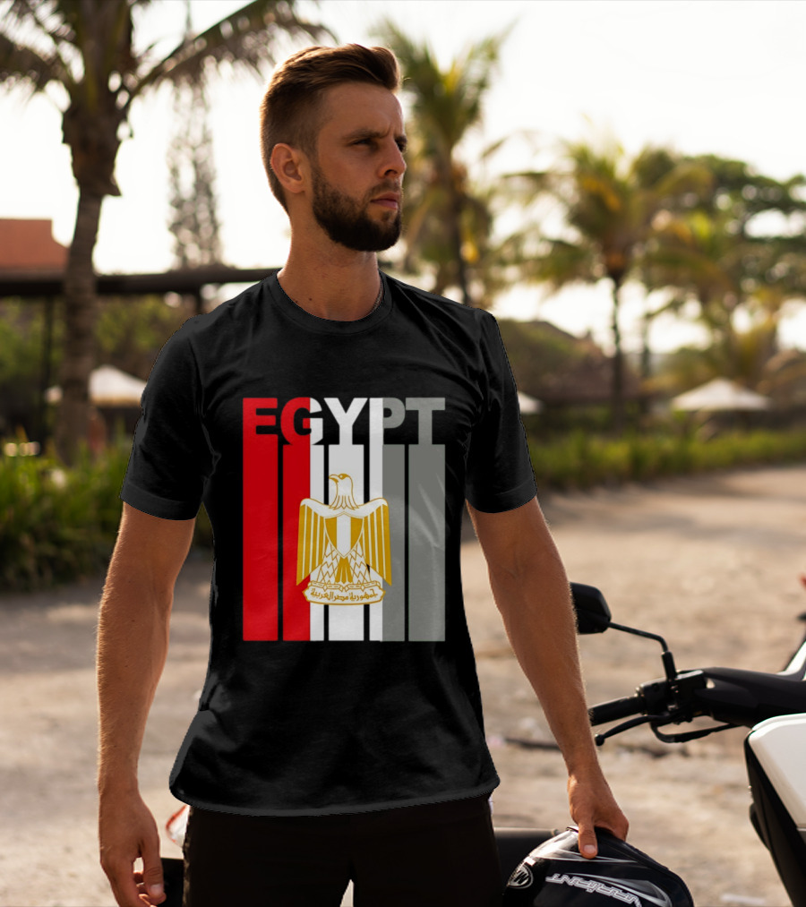 Egypt Flag Colors With Eagle Coat Of Arms T-Shirt