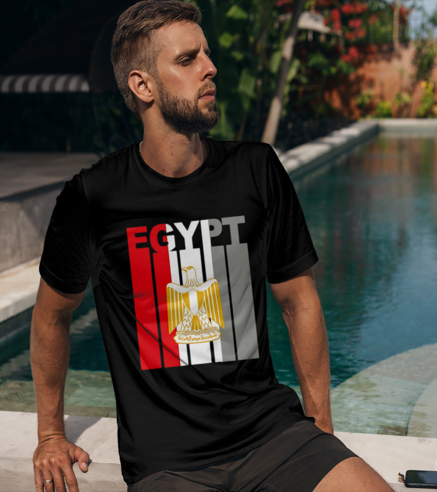 Egypt Flag Colors With Eagle Coat Of Arms T-Shirt