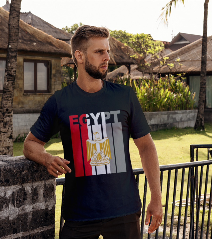 Egypt Flag Colors With Eagle Coat Of Arms T-Shirt