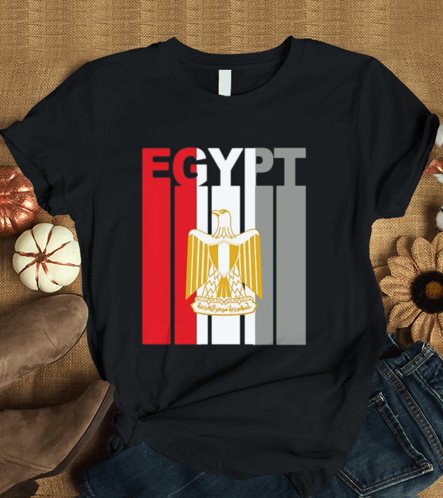 Egypt Flag Colors With Eagle Coat Of Arms T-Shirt