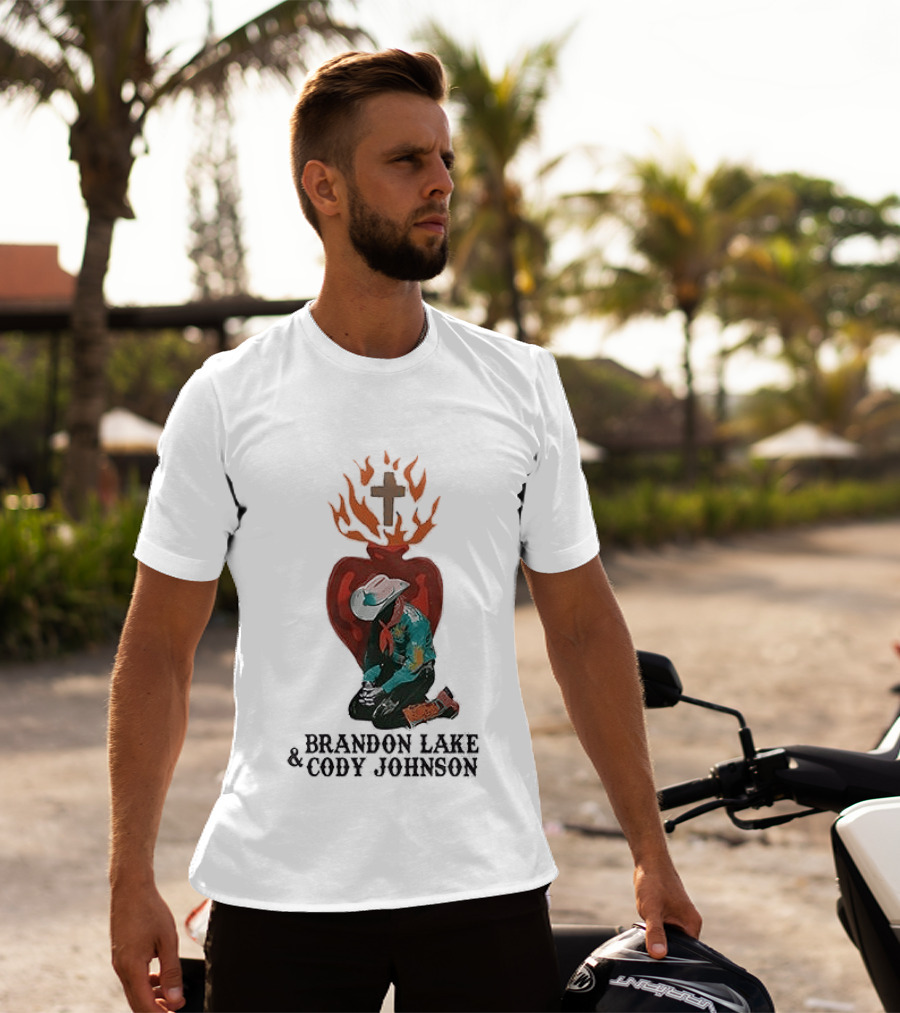 Brandon Lake Cody Johnson When A Cowboy Prays 2026 Cross Heart Flame T-Shirt