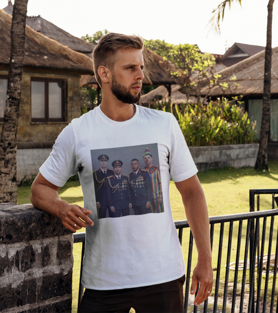 Erling Haaland Lionel Messi Kylian Mbappé Cristiano Ronaldo Military Clown Mashup T-Shirt
