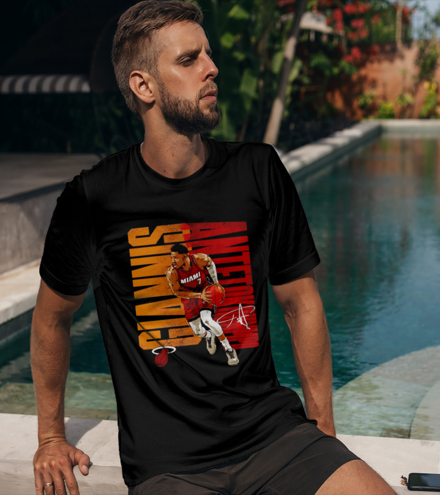 Giannis Antetokounmpo Miami 7 Basketball Running Miami Heat T-Shirt