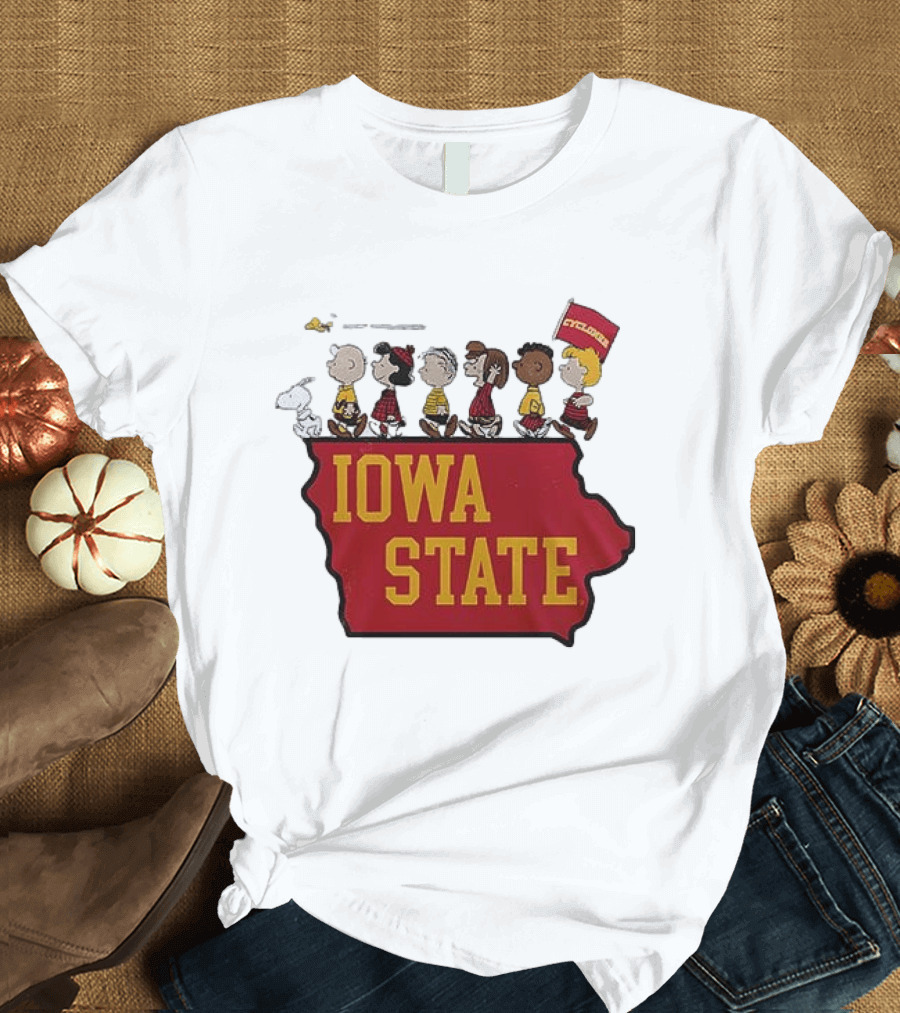 Iowa State Cyclones Peanuts Characters Marching With Snoopy And Friends T-Shirt