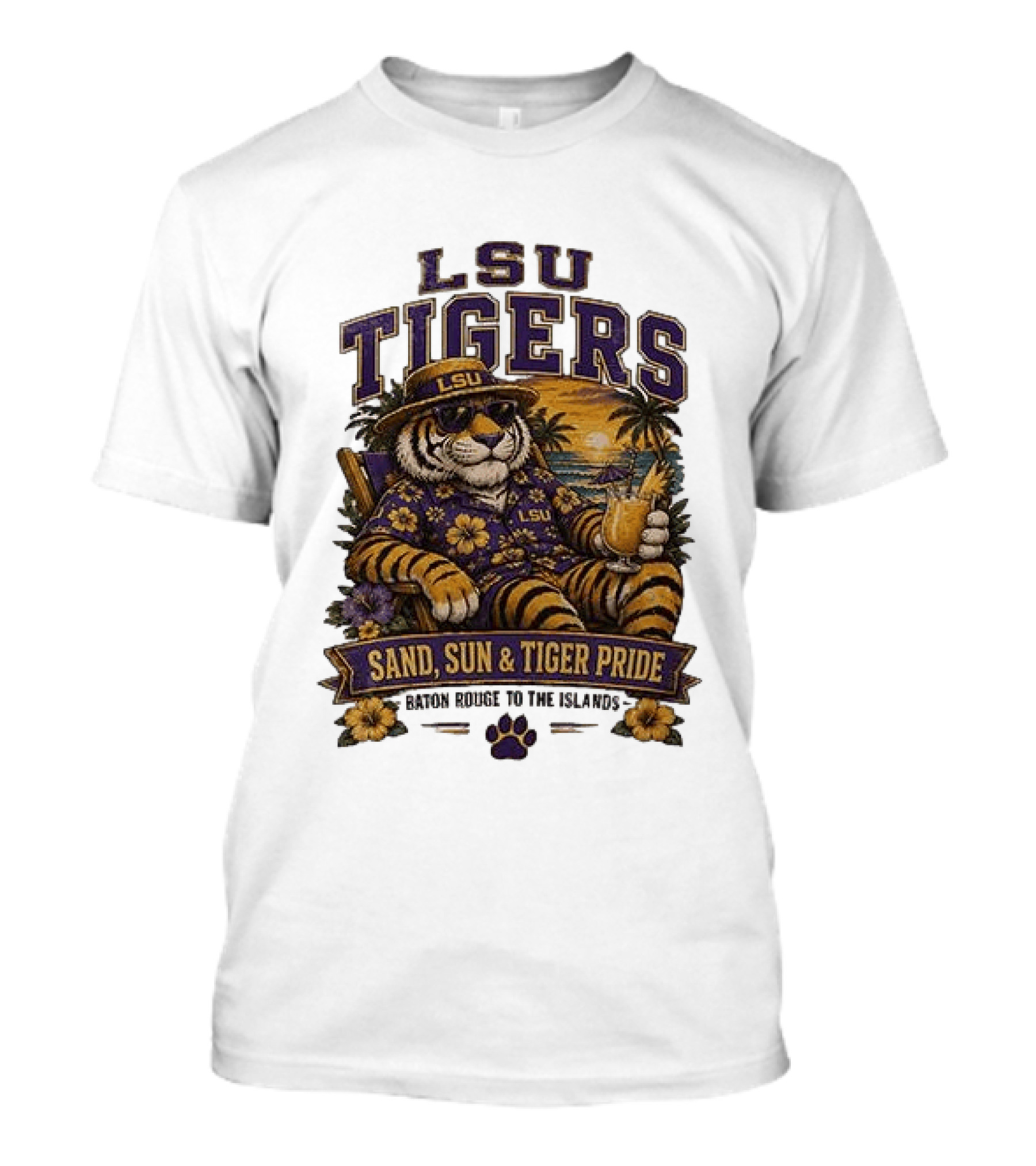 LSU Tigers Sand Sun And Tiger Pride Baton Rouge To The Islands T-Shirt