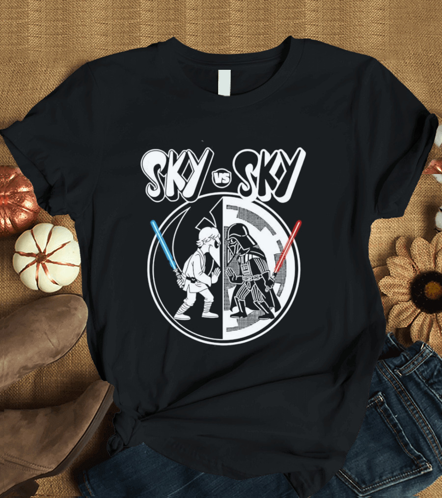 Sky Vs Sky Luke Skywalker Darth Vader Lightsaber Duel T-Shirt
