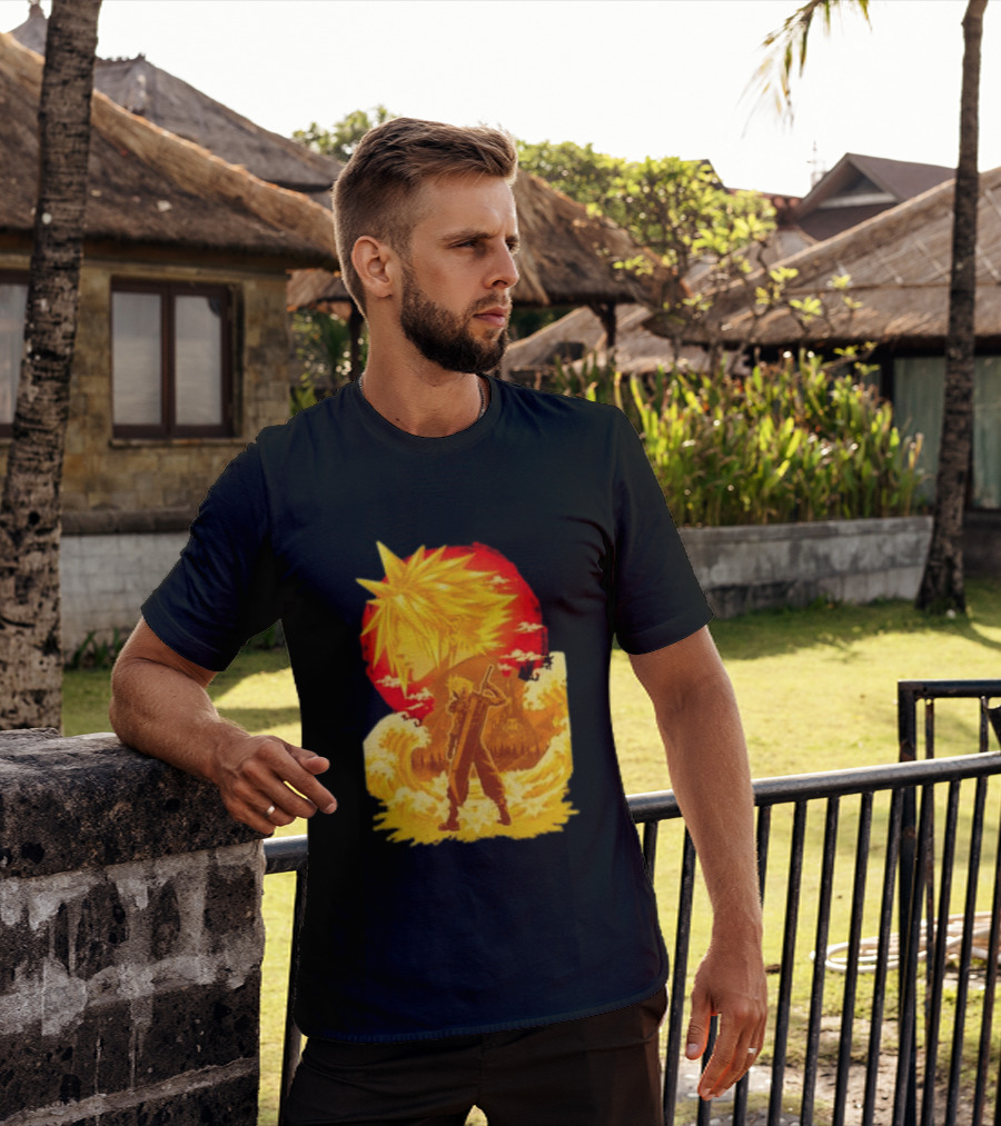 Cloud Strife Final Fantasy VII Shinra Ukiyo E Wave T-Shirt