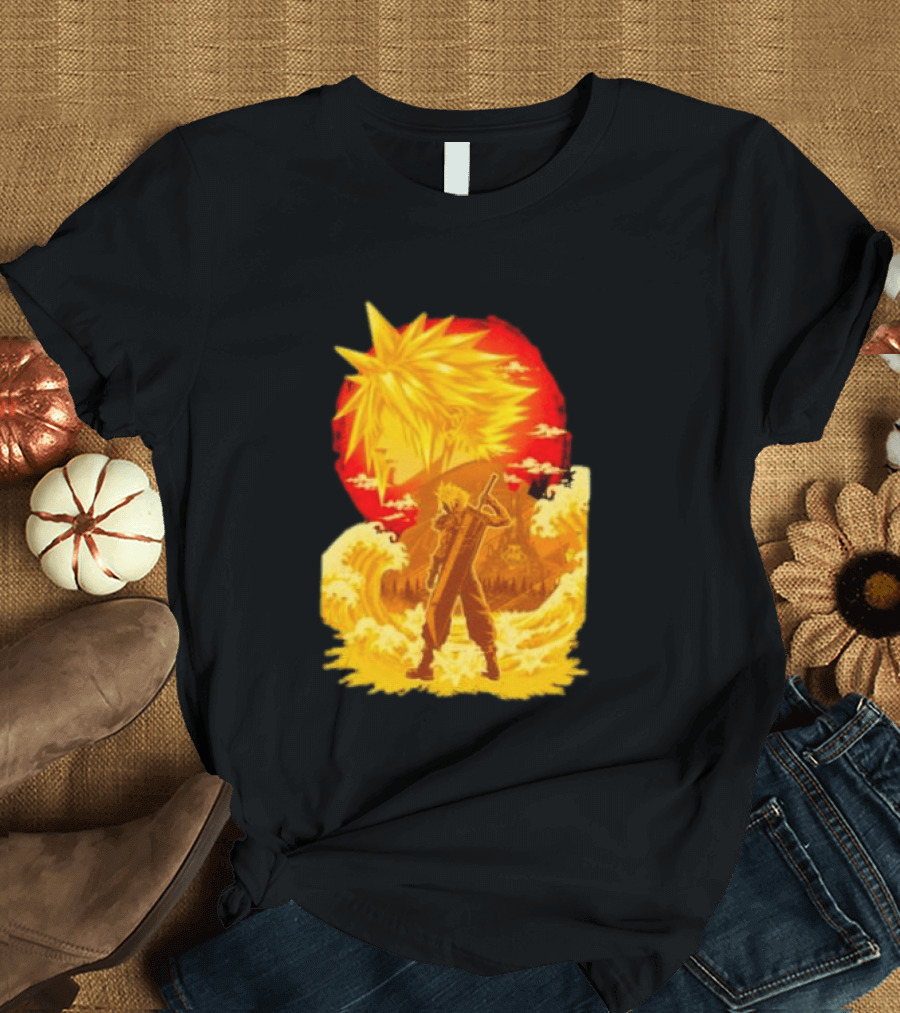 Cloud Strife Final Fantasy VII Shinra Ukiyo E Wave T-Shirt