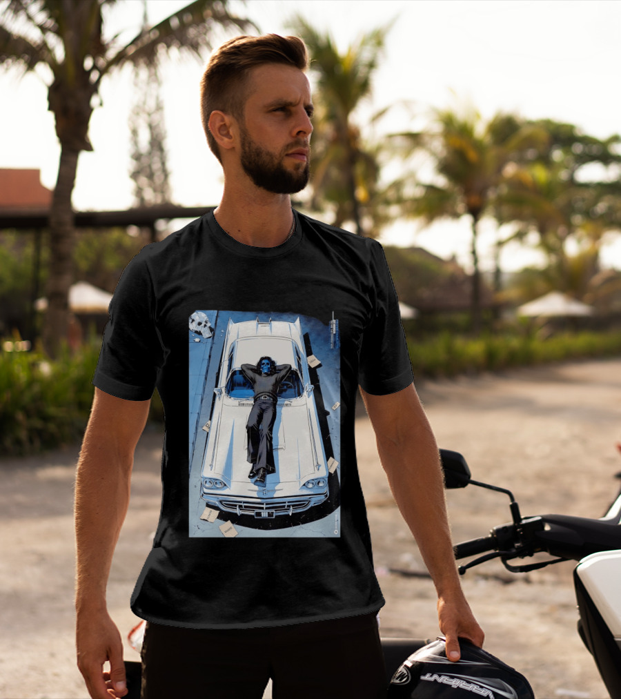 Filter Charlotte You Are The Content Now Tour Blue Skull Man On Classic Car T-Shirt