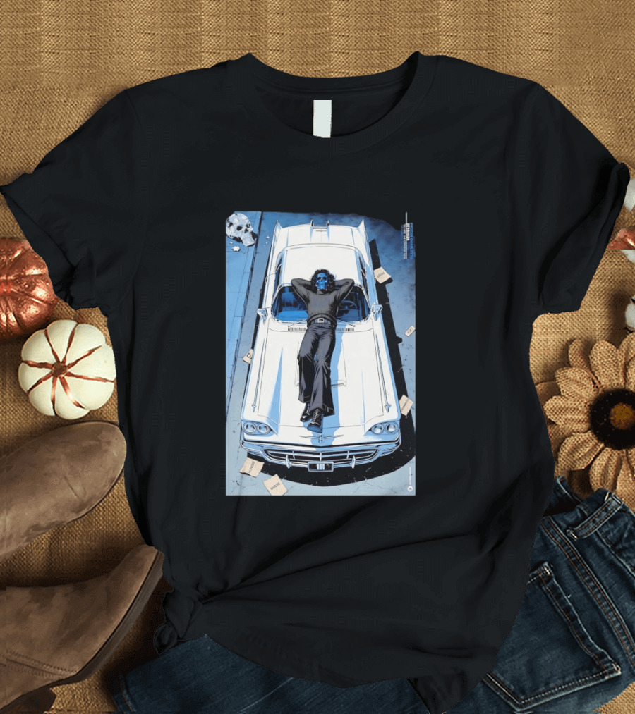 Filter Charlotte You Are The Content Now Tour Blue Skull Man On Classic Car T-Shirt