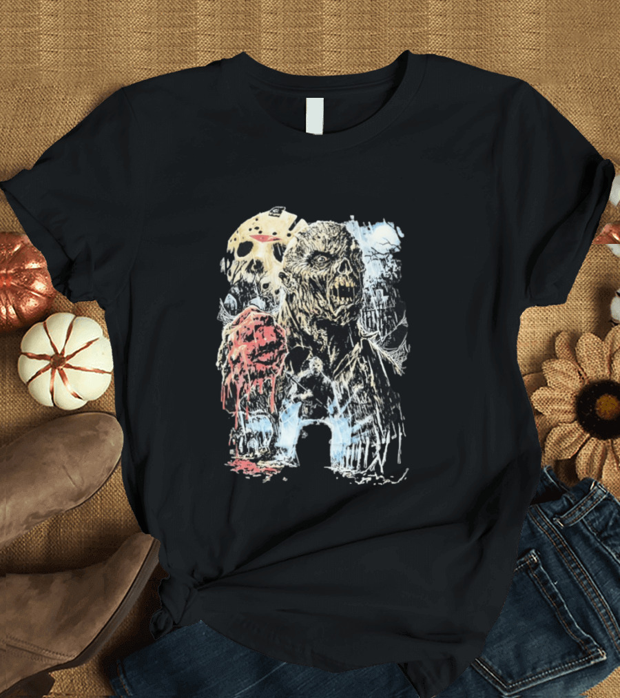 Jason Voorhees Classic Mask And Horror Icons Friday The 13th T-Shirt