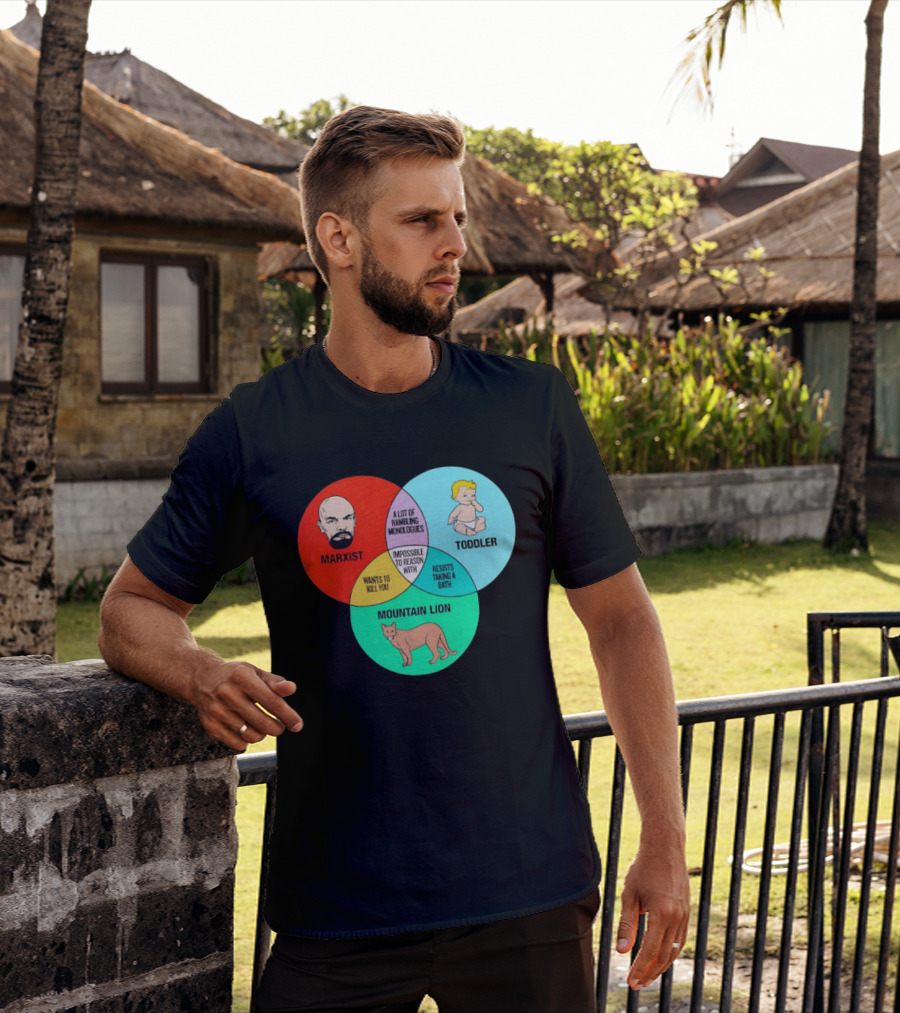 Venn Diagram Humor Marxist Toddler Mountain Lion Impossible To Reason T-Shirt