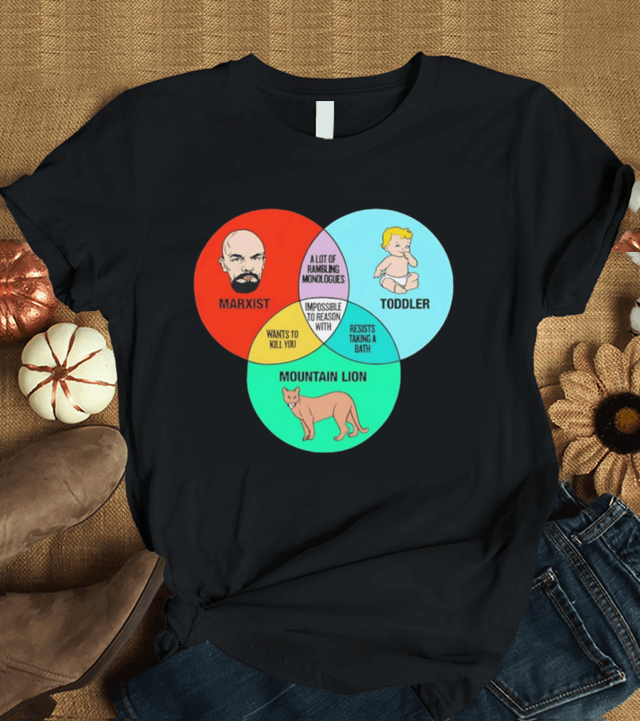 Venn Diagram Humor Marxist Toddler Mountain Lion Impossible To Reason T-Shirt