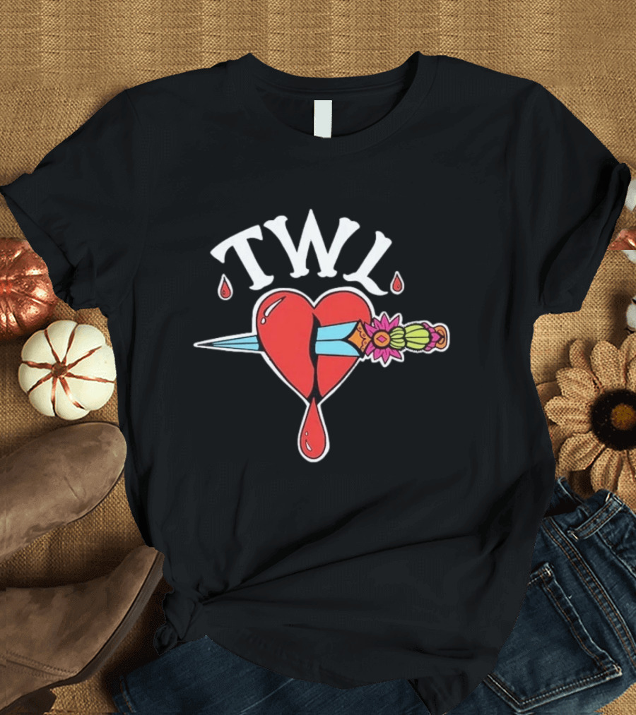 TWL Heart Dagger Tattoo Style Red Dripping Heart T-Shirt