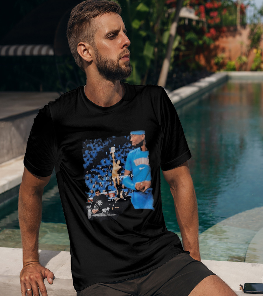 Shai Gilgeous Alexander Take Things Personally Blue Outfit And Black T-Shirt