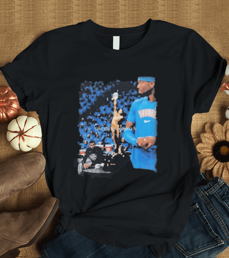 Shai Gilgeous Alexander Take Things Personally Blue Outfit And Black T-Shirt