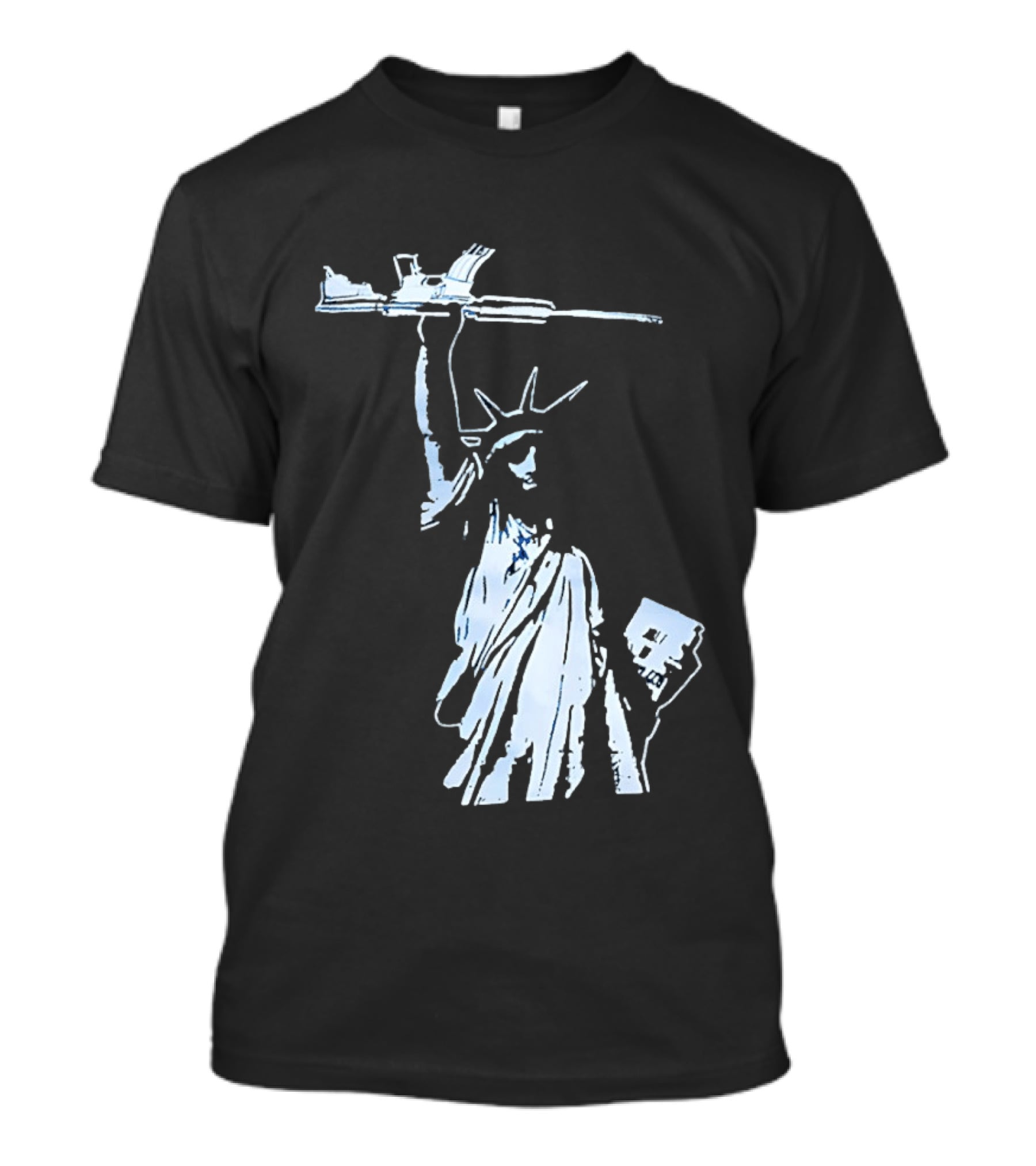 Statue Of Liberty Holding Assault Rifle July 4th Independence T-Shirt