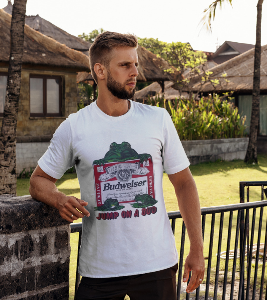 Budweiser Genuine King Of Beers Frogs Jump On A Bud T-Shirt