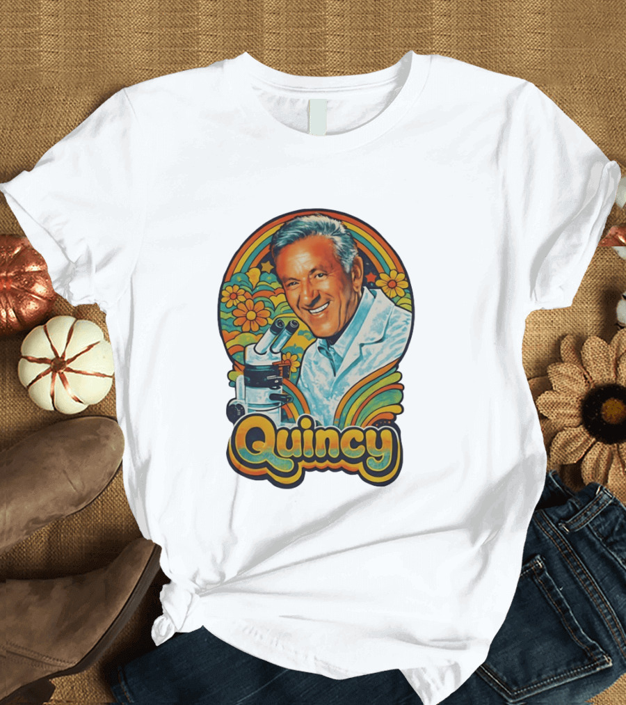 Quincy Scientist Jack Klugman Vintage Retro Flowers And Microscopes T-Shirt