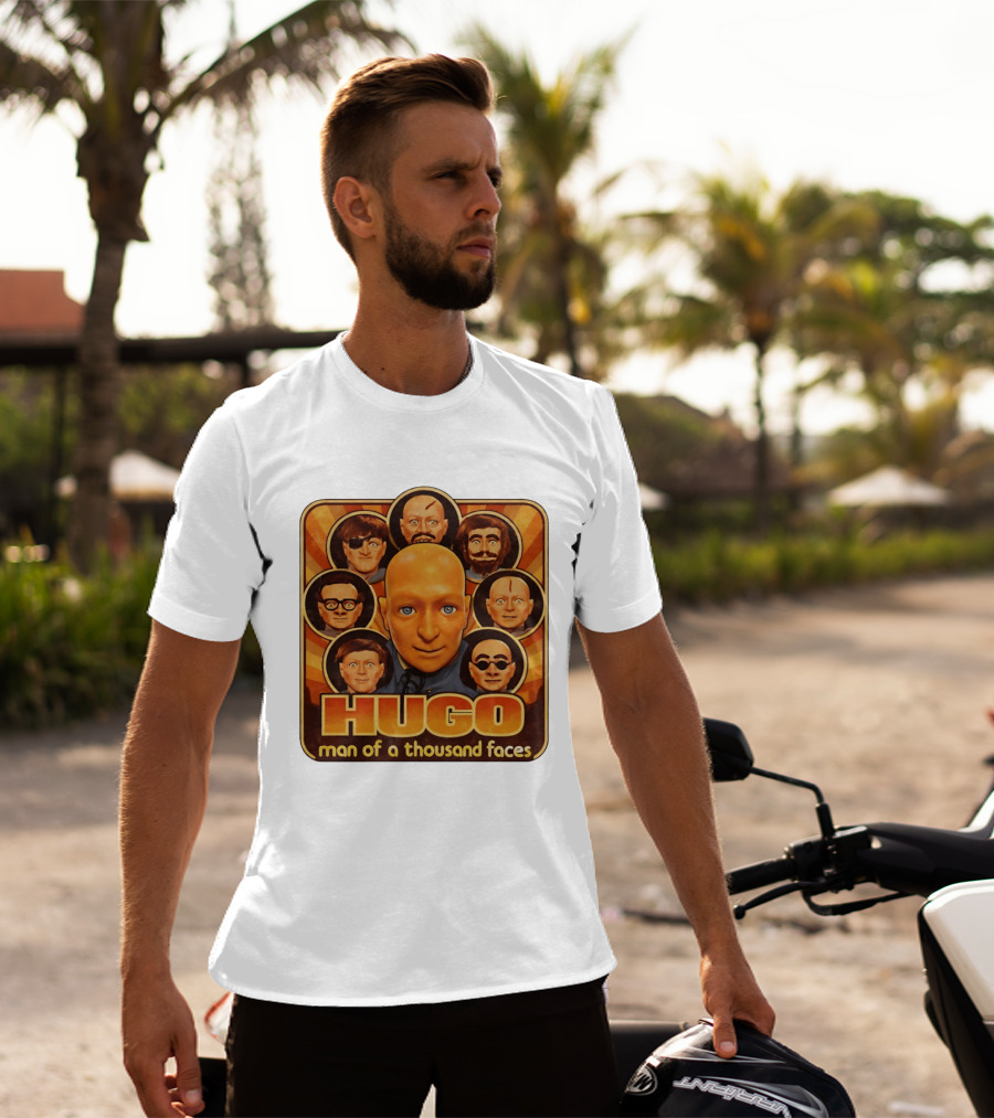 Hugo Man Of A Thousand Faces Ventriloquist Dummy Mask Collection T-Shirt