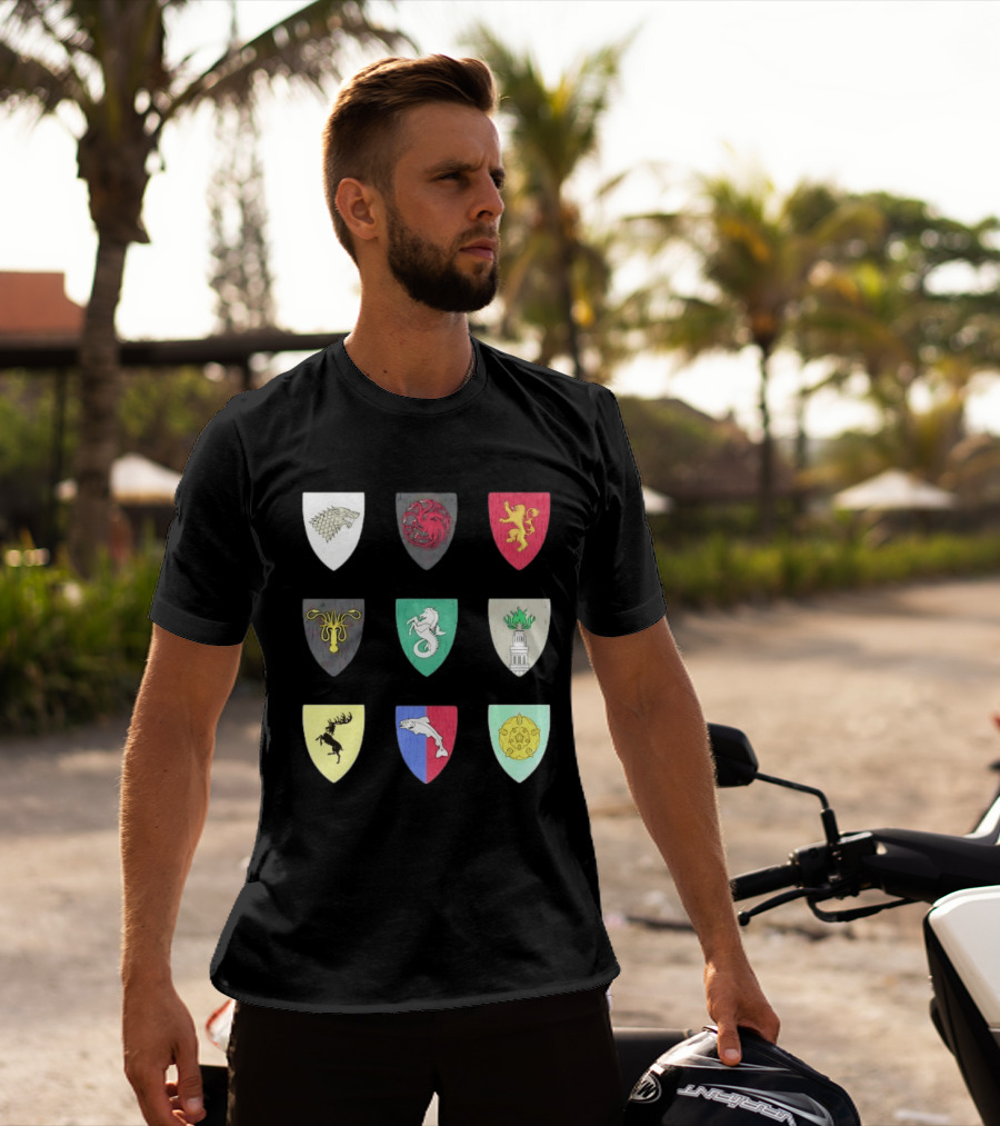 Game Of Thrones Westeros House Sigils Stark Targaryen Lannister Greyjoy Tully Baratheon بأأ** T-Shirt