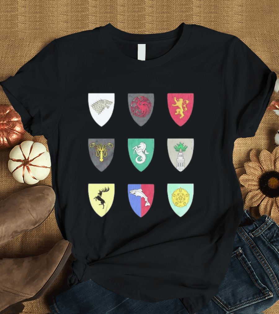 Game Of Thrones Westeros House Sigils Stark Targaryen Lannister Greyjoy Tully Baratheon بأأ** T-Shirt