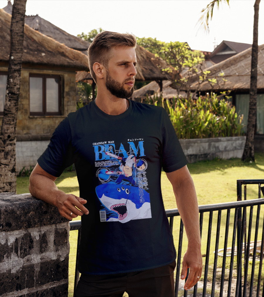 Chainsaw Man Beam Shark Transformation Japanese Manga Cover T-Shirt