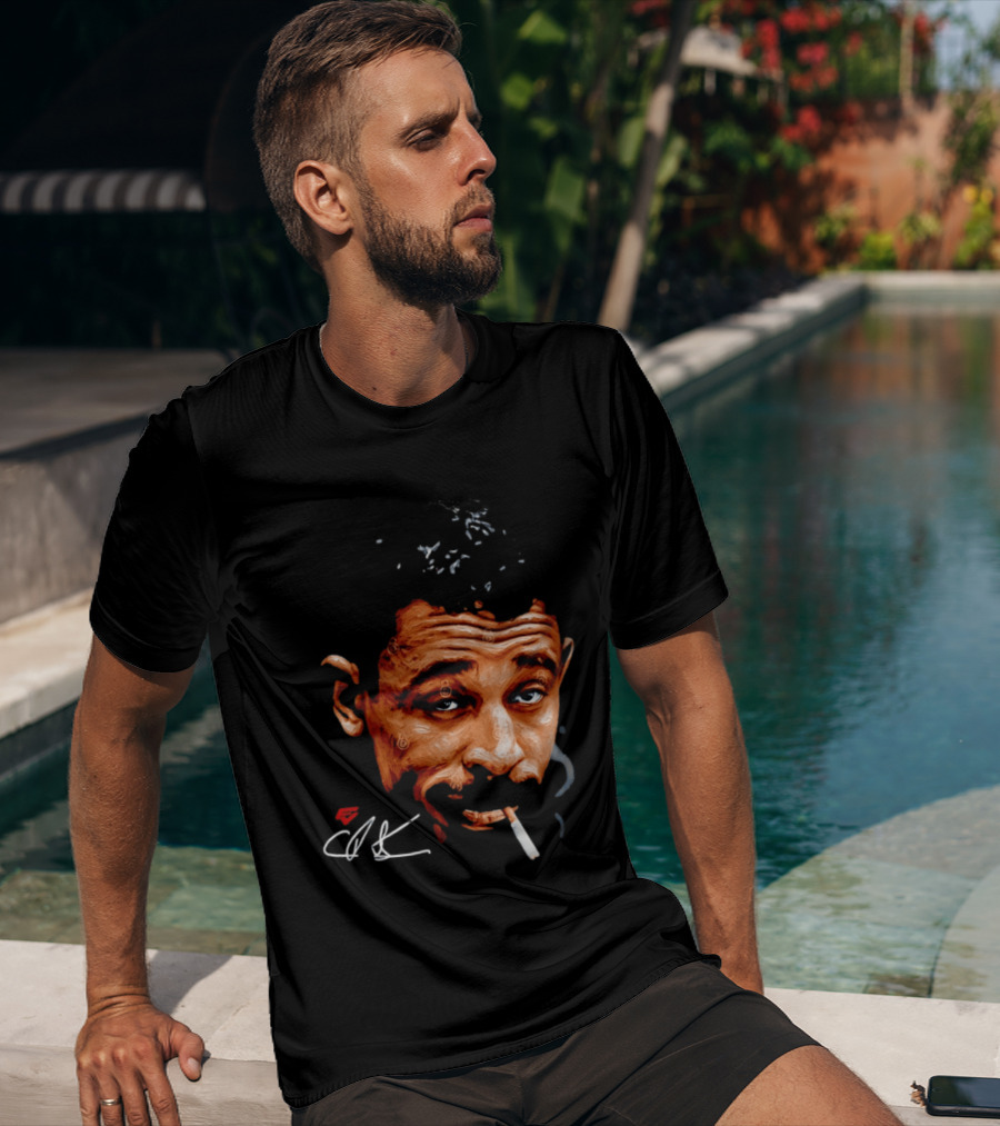 Charles Bukowski Cigarette Artwork CK Signature T-Shirt