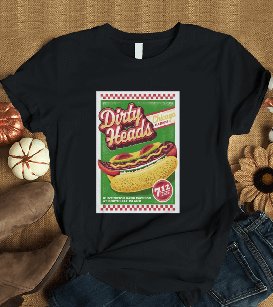 Dirty Heads Huntington Bank Pavilion Chicago Illinois Hot Dog July 12 2026 T-Shirt