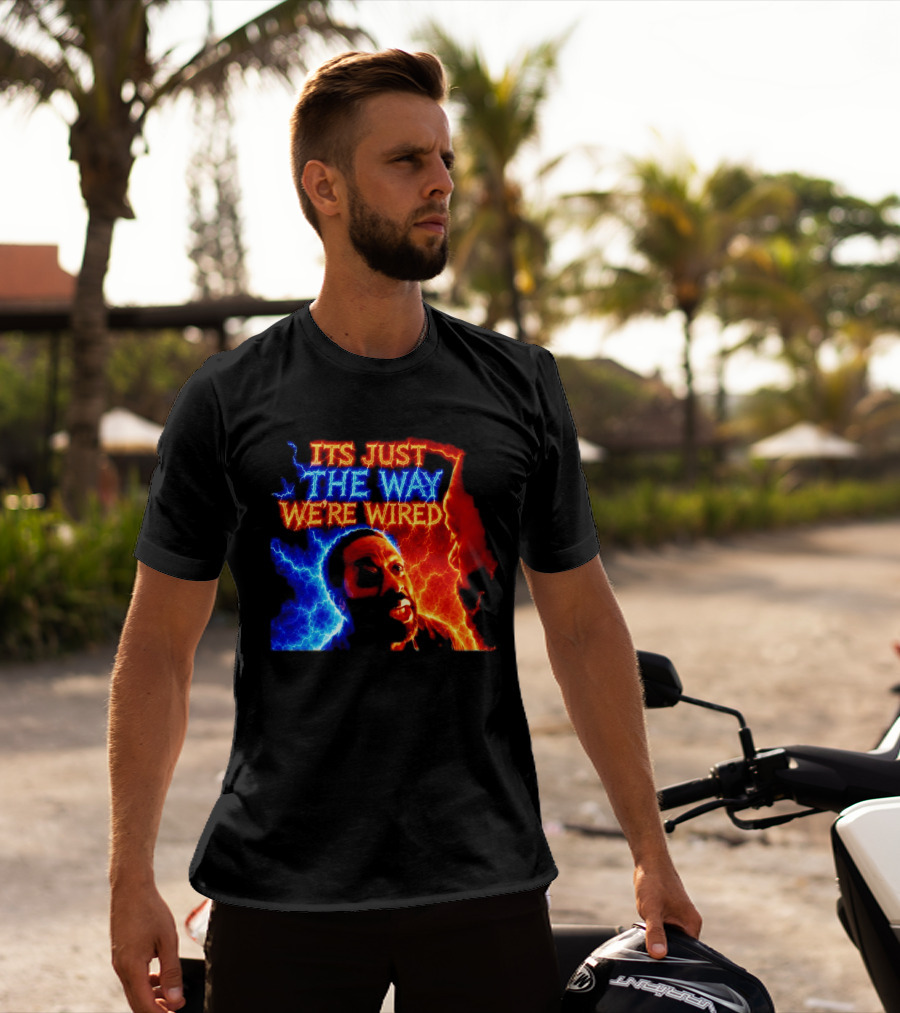 Its Just The Way We're Wired Red And Blue Lightning Face Illusion T-Shirt