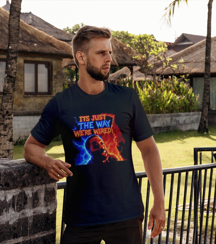 Its Just The Way We're Wired Red And Blue Lightning Face Illusion T-Shirt