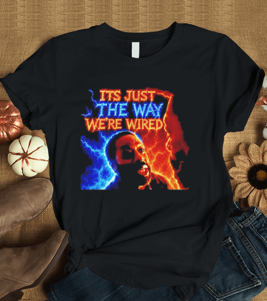Its Just The Way We're Wired Red And Blue Lightning Face Illusion T-Shirt