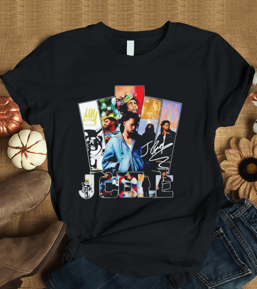 J Cole Woobst Collage Artwork With Crown And Signature T-Shirt