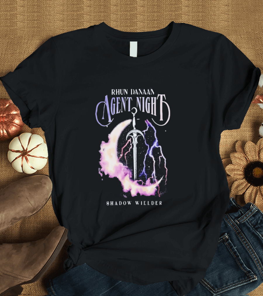 Rhun Danaan Agent Night Shadow Wielder Sword Moon Lightning T-Shirt